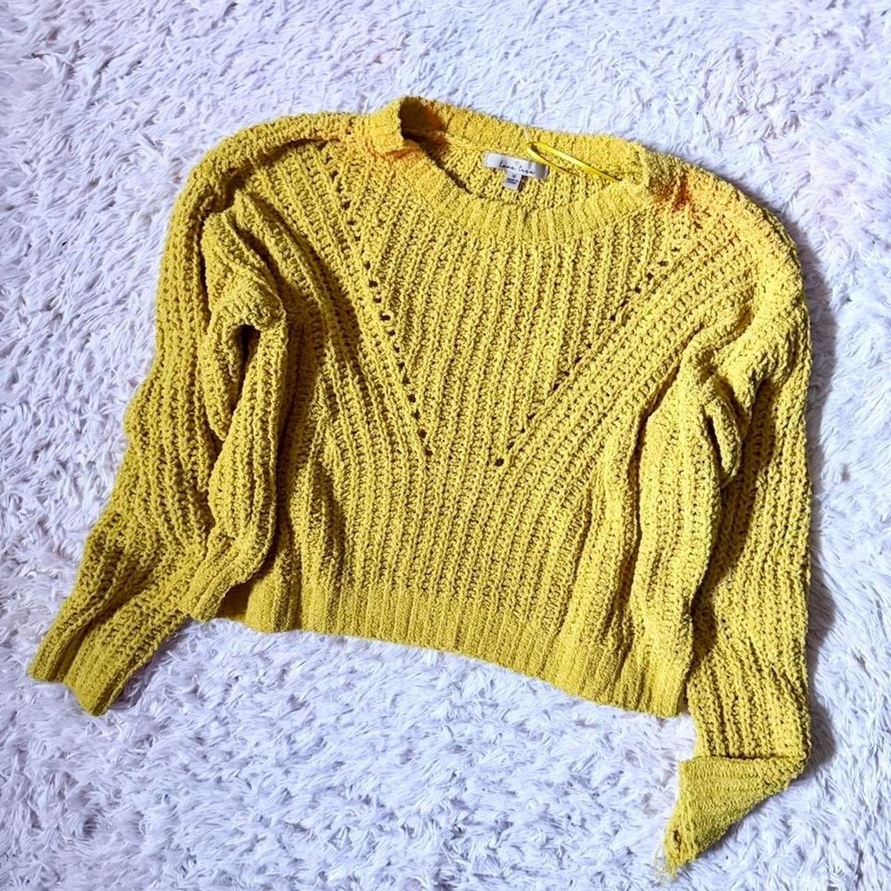 Oversized Chunky Open Knit Cozy Sweater Weather Autumn Crop Womens M Rustic Boho